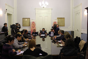 Un momento della conferenza stampa